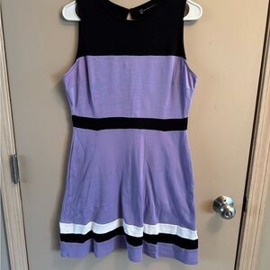 Black and Purple Colorblock Sleeveless Dress